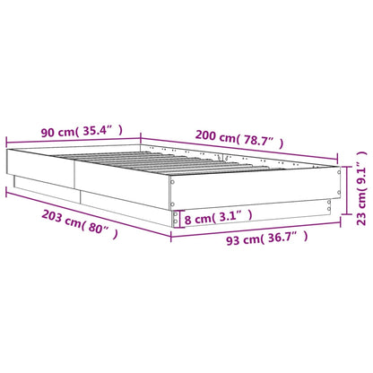 Bed Frame without Mattress Brown Oak 90x200 cm Engineered Wood