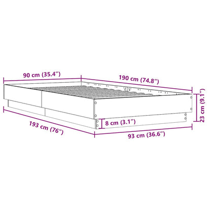 Bed Frame without Mattress Brown Oak 90x190 cm Single Engineered Wood