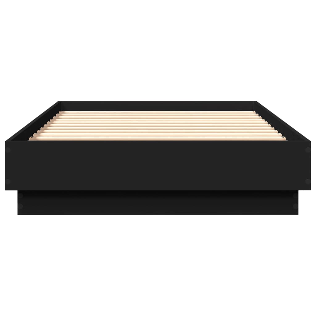 Bed Frame without Mattress Black 75x190 cm Small Single Engineered Wood