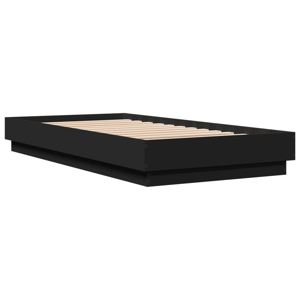 Bed Frame without Mattress Black 75x190 cm Small Single Engineered Wood