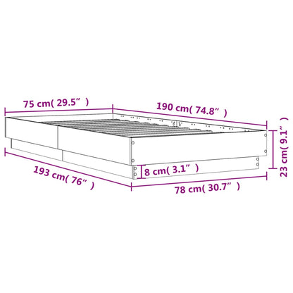 Bed Frame without Mattress Sonoma Oak 75x190 cm Small Single Engineered Wood