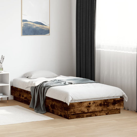 Bed Frame without Mattress Smoked Oak 75x190 cm Small Single Engineered Wood