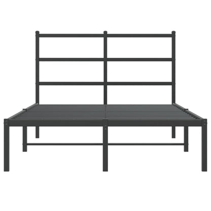 Metal Bed Frame without Mattress with Headboard Black 120x190cm
