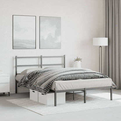 Metal Bed Frame without Mattress with Headboard Black 135x190cm