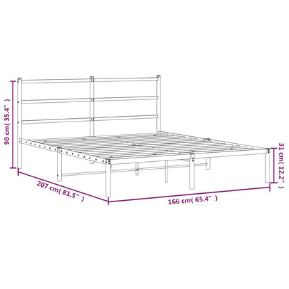 Metal Bed Frame without Mattress with Headboard Black 160x200cm