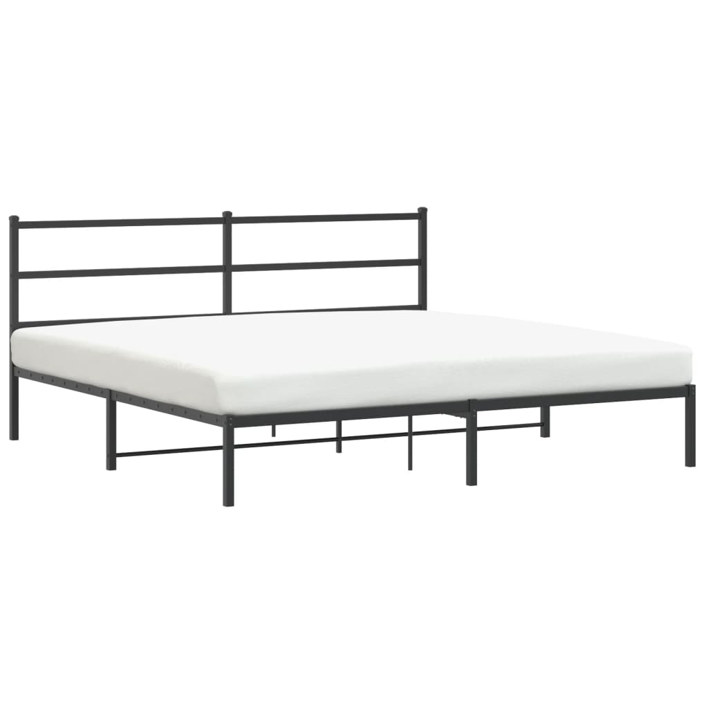 Metal Bed Frame without Mattress with Headboard Black 180x200cm