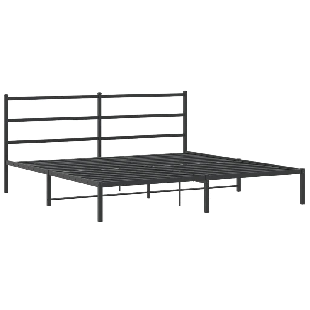 Metal Bed Frame without Mattress with Headboard Black 180x200cm