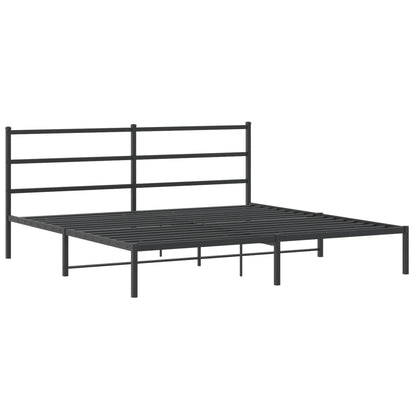 Metal Bed Frame without Mattress with Headboard Black 180x200cm