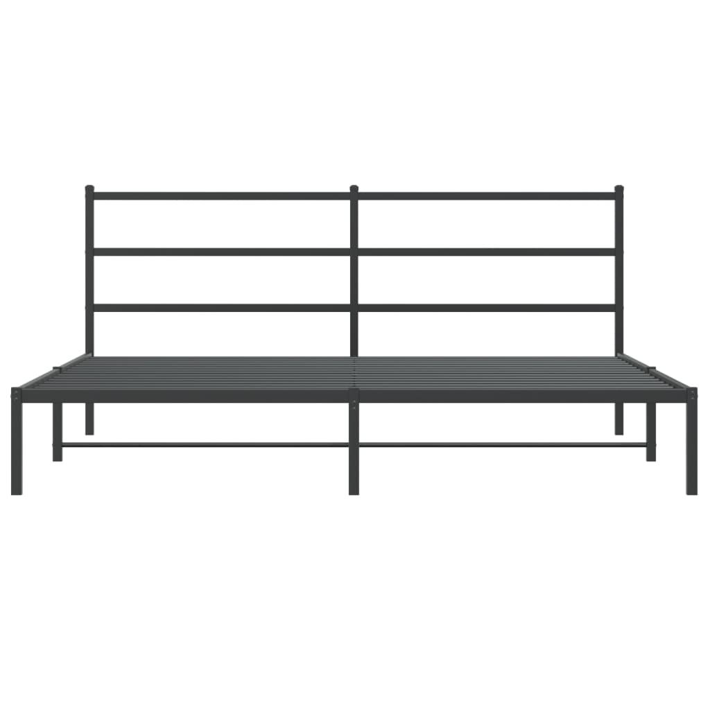 Metal Bed Frame without Mattress with Headboard Black 180x200cm