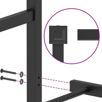 Metal Bed Frame without Mattress with Headboard Black 180x200cm