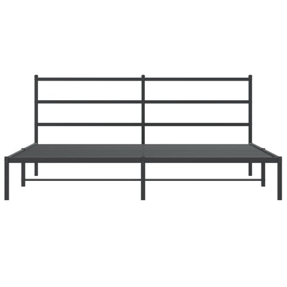 Metal Bed Frame without Mattress with Headboard Black 193x203cm