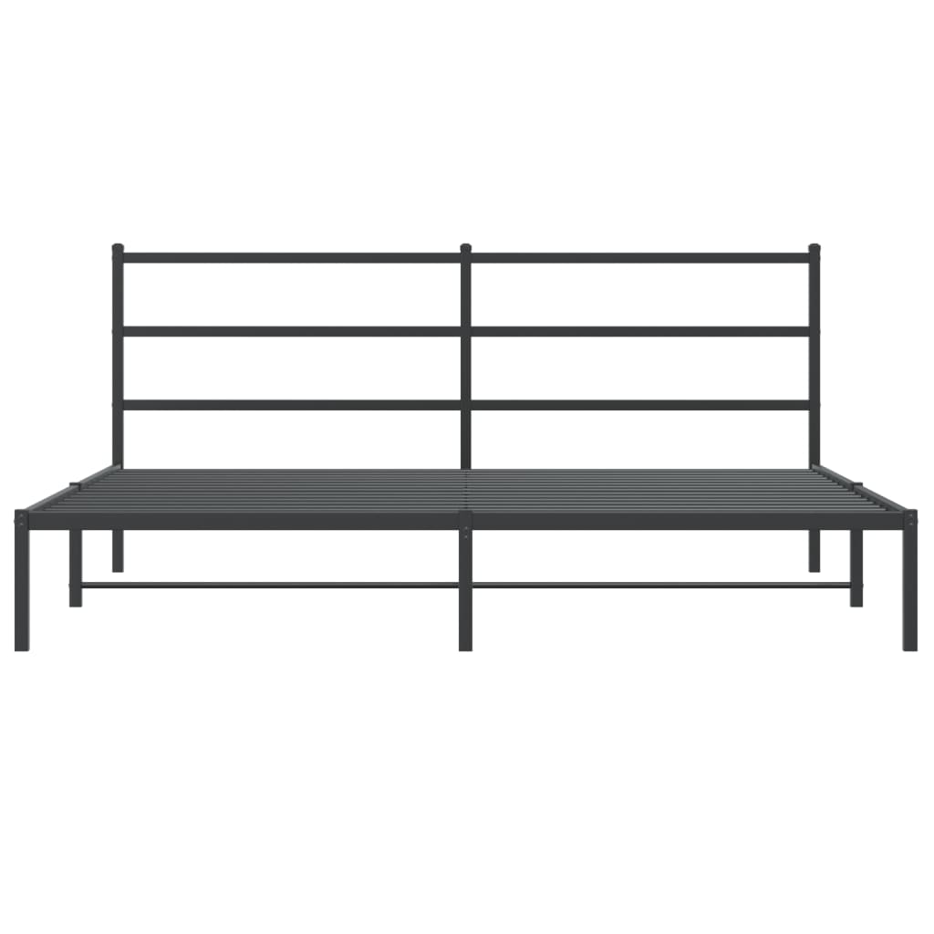 Metal Bed Frame without Mattress with Headboard Black 200x200cm