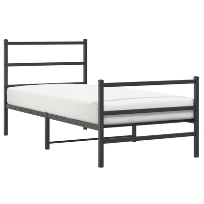 Metal Bed Frame without Mattress with Footboard Black 90x190cm
