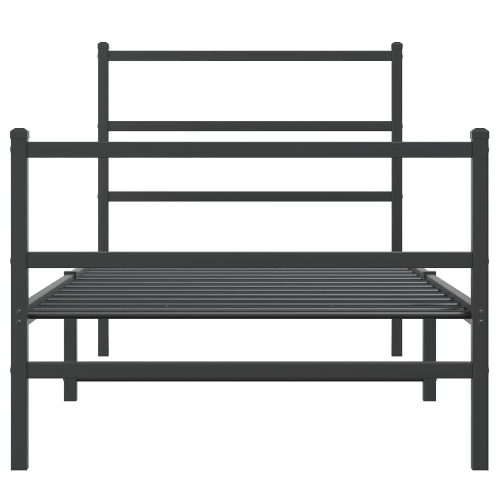 Metal Bed Frame without Mattress with Footboard Black 90x190cm