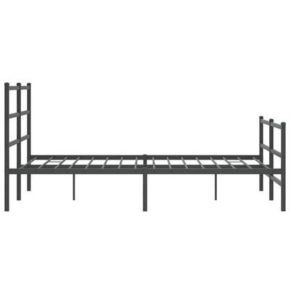 Metal Bed Frame without Mattress with Footboard Black 135x190cm