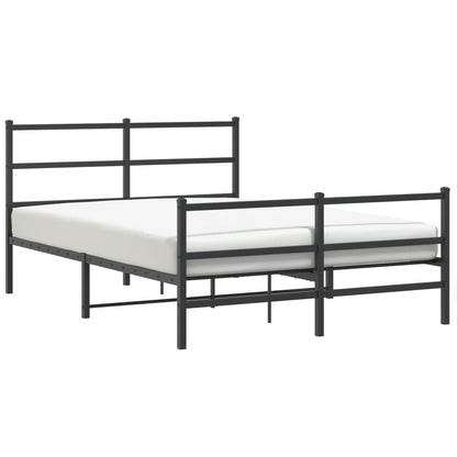 Metal Bed Frame without Mattress with Footboard Black 140x190cm