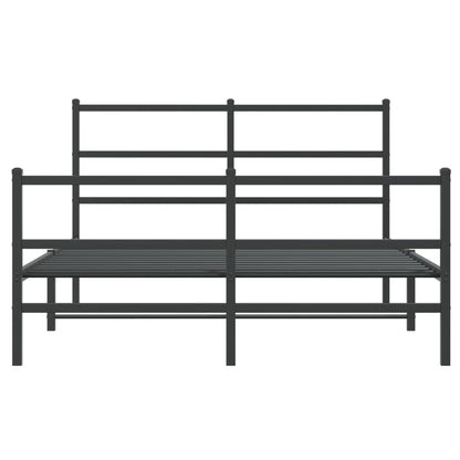 Metal Bed Frame without Mattress with Footboard Black 140x190cm
