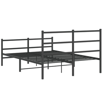 Metal Bed Frame without Mattress with Footboard Black 140x190cm