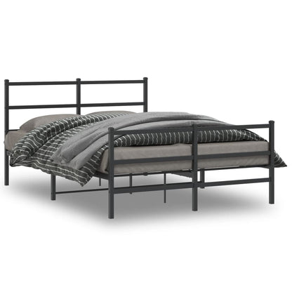 Metal Bed Frame without Mattress with Footboard Black 140x190cm