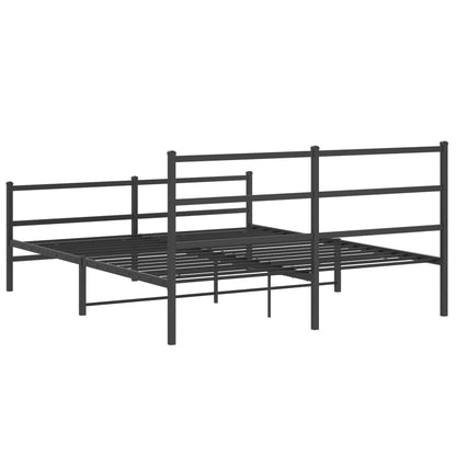 Metal Bed Frame without Mattress with Footboard Black 150x200cm