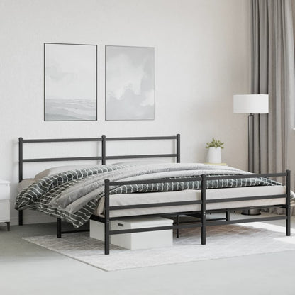 Metal Bed Frame without Mattress with Footboard Black 183x213cm