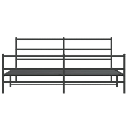 Metal Bed Frame without Mattress with Footboard Black 183x213cm