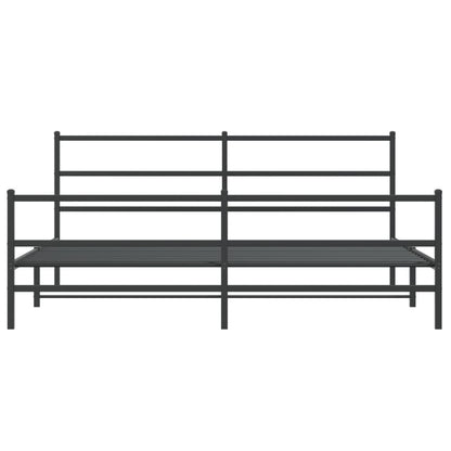 Metal Bed Frame without Mattress with Footboard Black 193x203cm