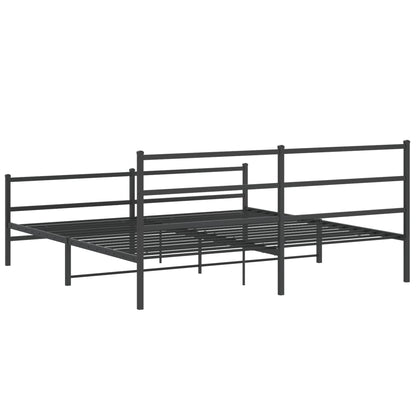Metal Bed Frame without Mattress with Footboard Black 193x203cm