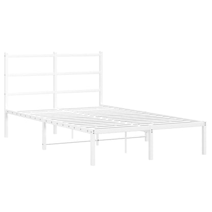 Metal Bed Frame without Mattress with Headboard White 120x190cm