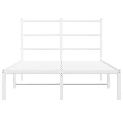 Metal Bed Frame without Mattress with Headboard White 120x190cm