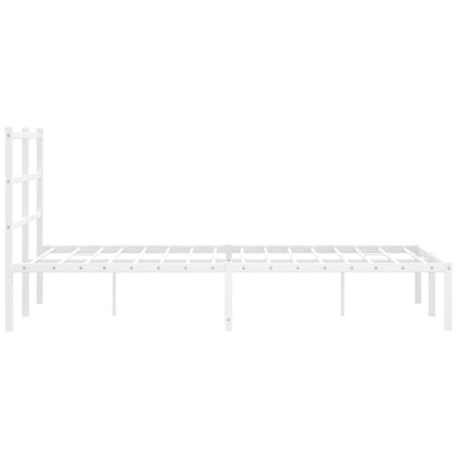 Metal Bed Frame without Mattress with Headboard White 120x190cm