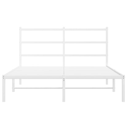 Metal Bed Frame without Mattress with Headboard White 135x190cm