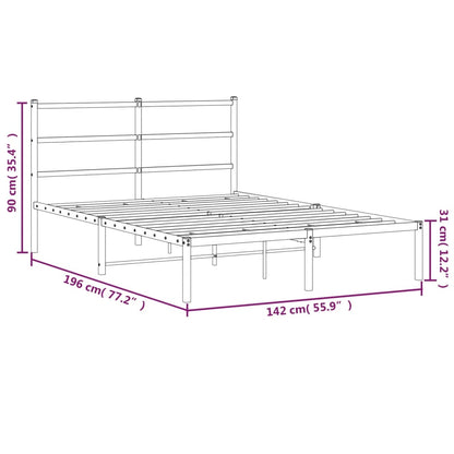 Metal Bed Frame without Mattress with Headboard White 135x190cm
