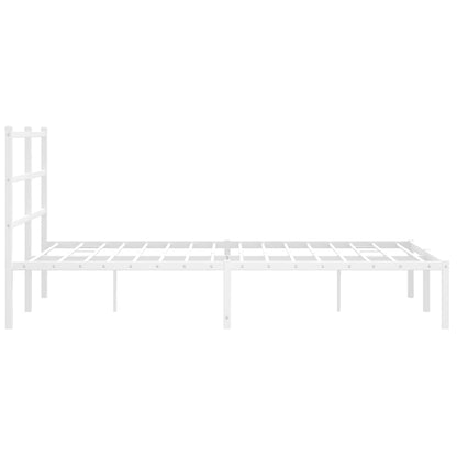 Metal Bed Frame without Mattress with Headboard White 140x190cm