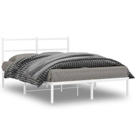 Metal Bed Frame without Mattress with Headboard White 140x190cm