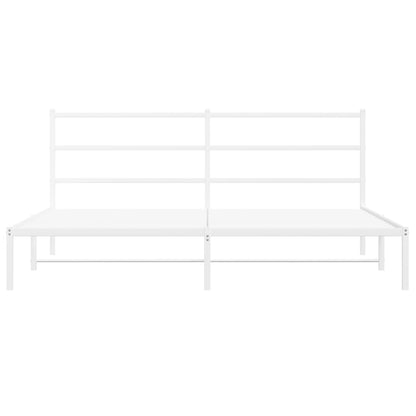 Metal Bed Frame without Mattress with Headboard White 183x213cm