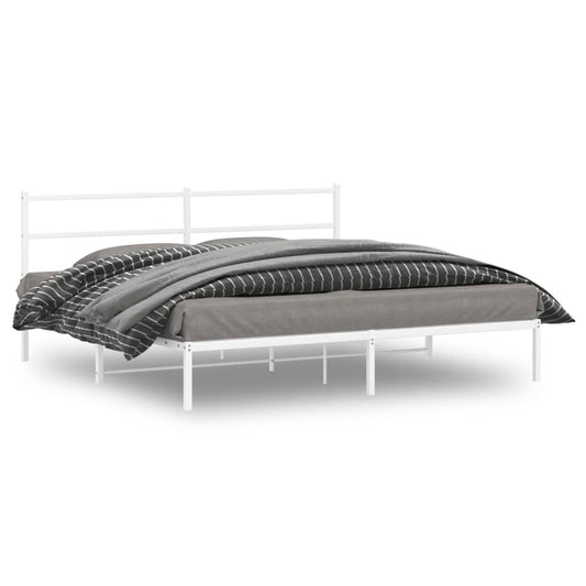 Metal Bed Frame without Mattress with Headboard White 193x203cm
