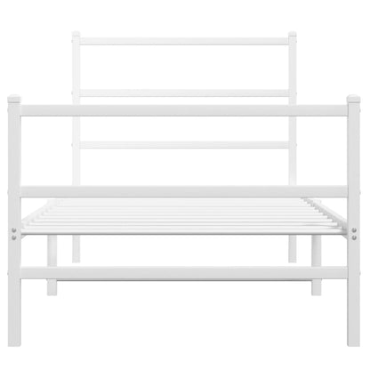 Metal Bed Frame without Mattress with Footboard White 90x190cm