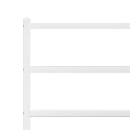 Metal Bed Frame without Mattress with Footboard White 90x190cm