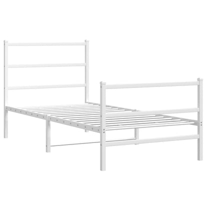 Metal Bed Frame without Mattress with Footboard White 90x200cm