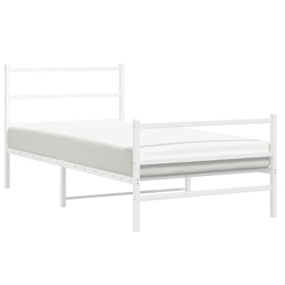 Metal Bed Frame without Mattress with Footboard White 100x200cm