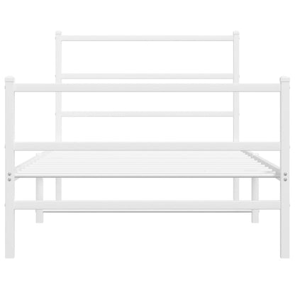 Metal Bed Frame without Mattress with Footboard White 100x200cm