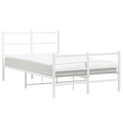 Metal Bed Frame without Mattress with Footboard White 120x190cm