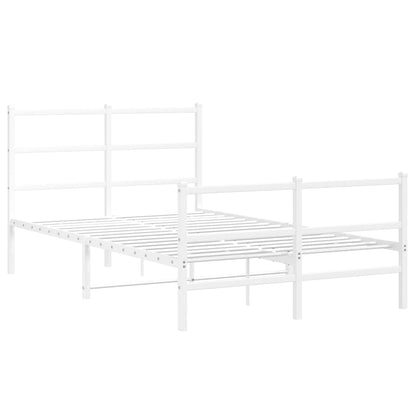 Metal Bed Frame without Mattress with Footboard White 120x200cm
