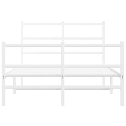 Metal Bed Frame without Mattress with Footboard White 120x200cm