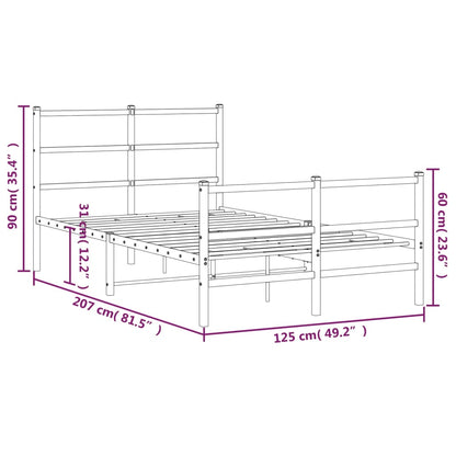 Metal Bed Frame without Mattress with Footboard White 120x200cm