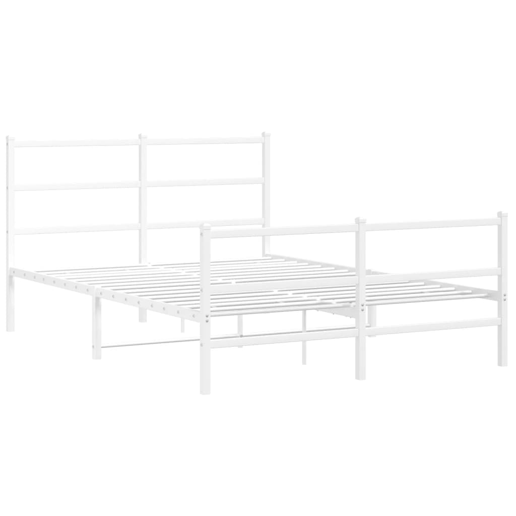 Metal Bed Frame without Mattress with Footboard White 135x190cm