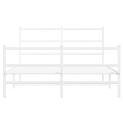 Metal Bed Frame without Mattress with Footboard White 140x200cm