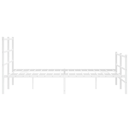 Metal Bed Frame without Mattress with Footboard White 140x200cm