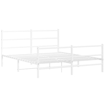Metal Bed Frame without Mattress with Footboard White 150x200cm